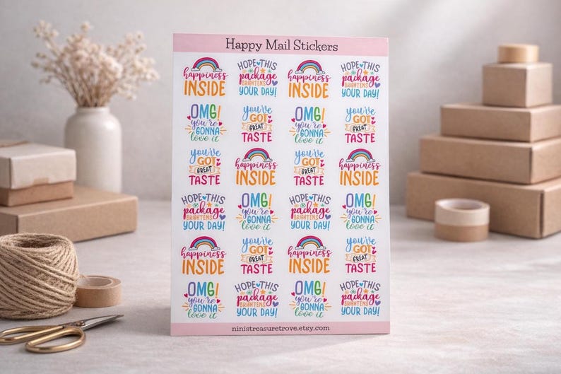 Happy mail packaging sticker sheet by Nini