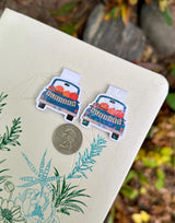 Blessed fall pumpkin truck Mini-Marks bookmark, Clear and Holographic laminate side by side