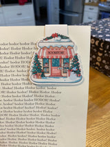 Personalized Christmas bookstore magnetic bookmark with custom name shop sign