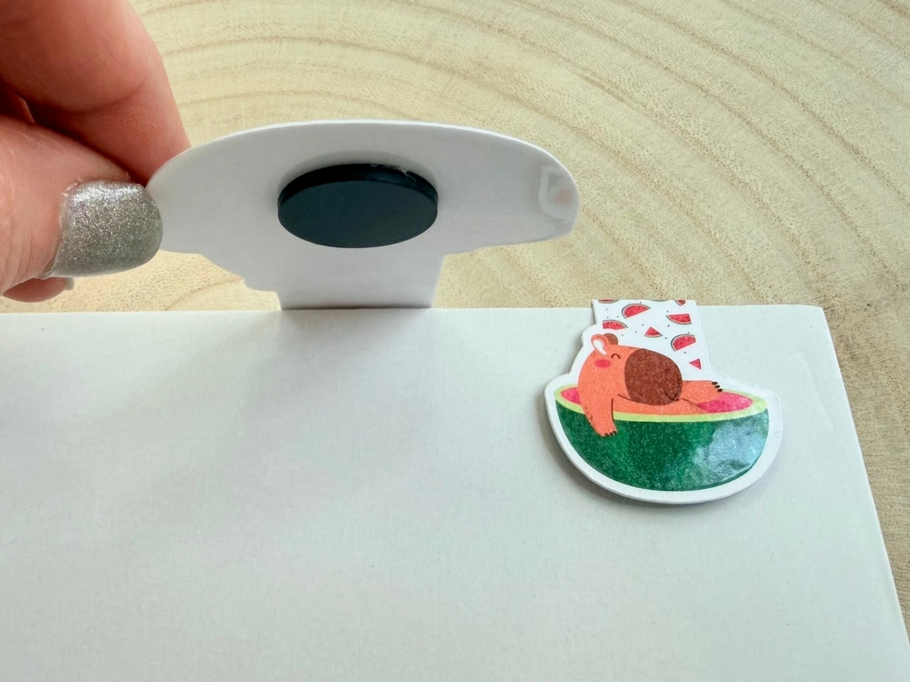 Relaxing Capybara in a Watermelon Tub Magnetic Bookmark
