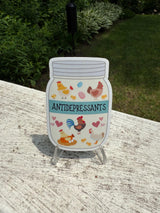 Antidepressants jar die-cut sticker, Chickens design filled with hens and chicks