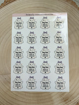 Hey boo returning customer sticker sheet, 20 ghost stickers
