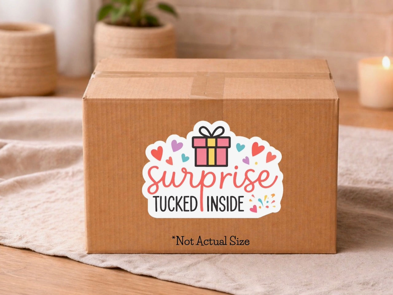 'Surprise Tucked Inside' Small Business Packaging Stickers