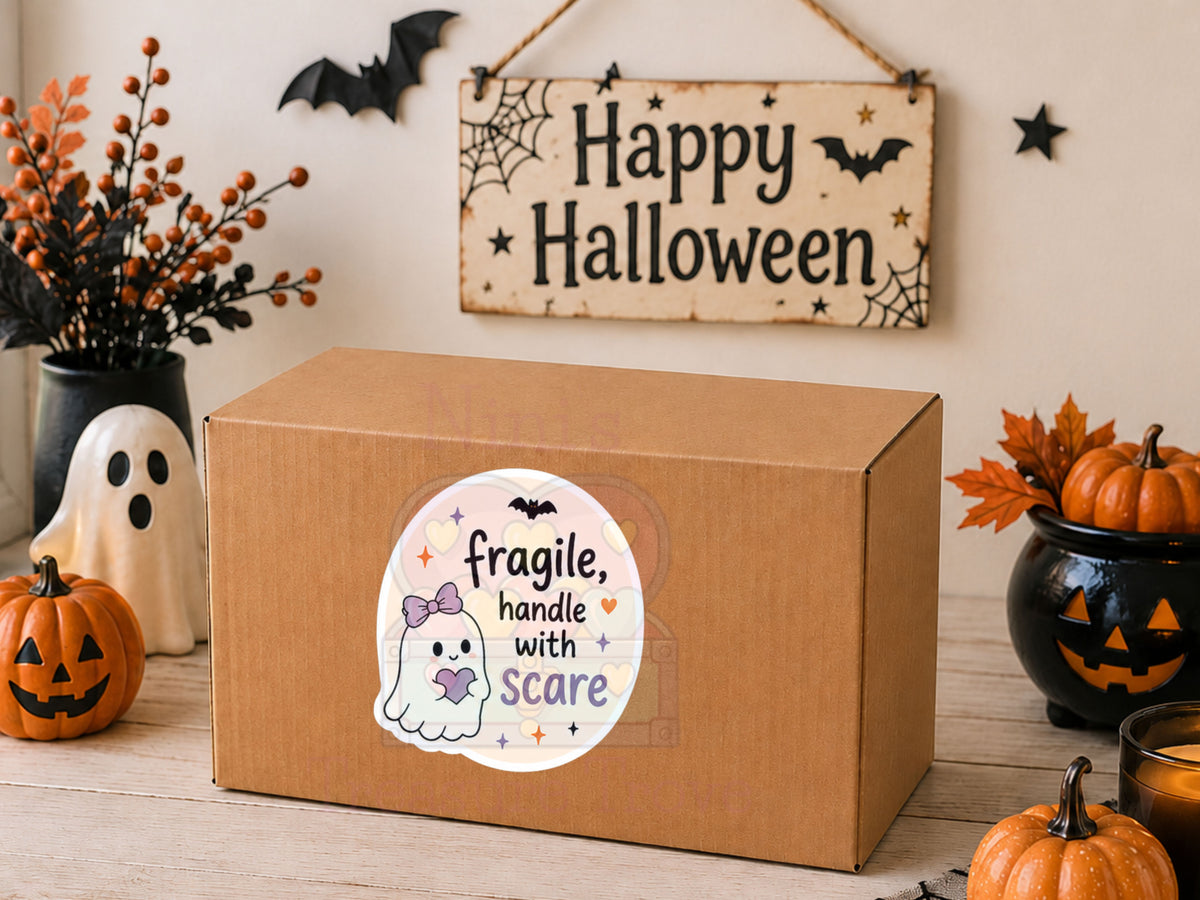 “Fragile, Handle with Scare” Halloween Packaging Sticker Sheet