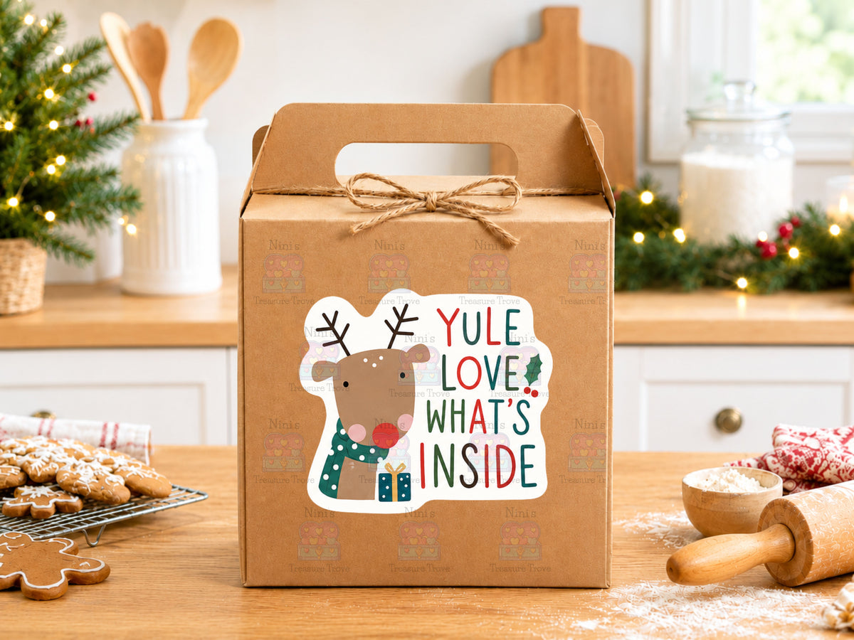 “Yule Love What’s Inside” Christmas Packaging Sticker Sheet