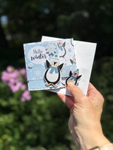 Penguin Hello Winter pop-up gift card holder card