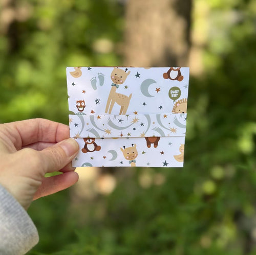 Safari baby boy gift card holder detail
