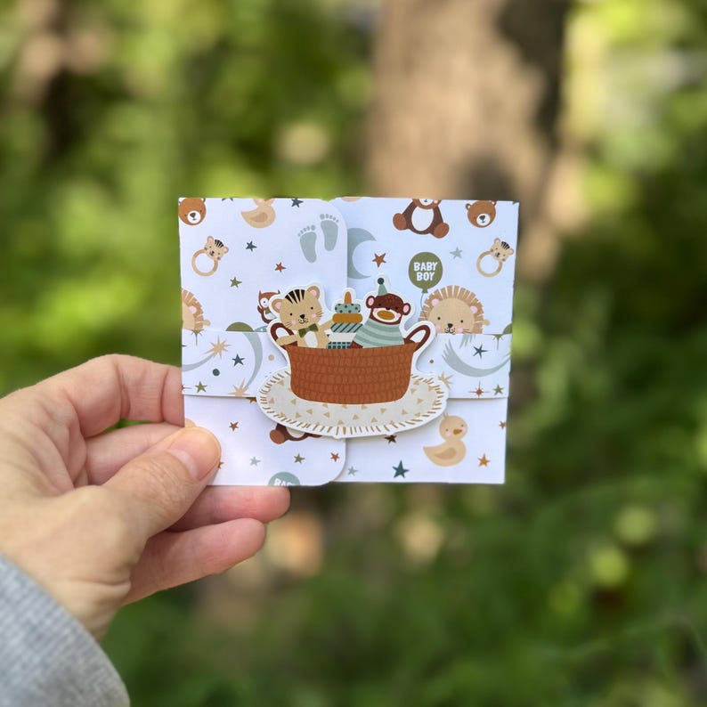 Safari baby boy congratulations gift card holder
