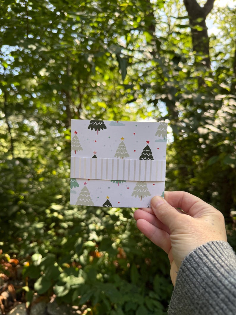 Pastel holiday tree card detail