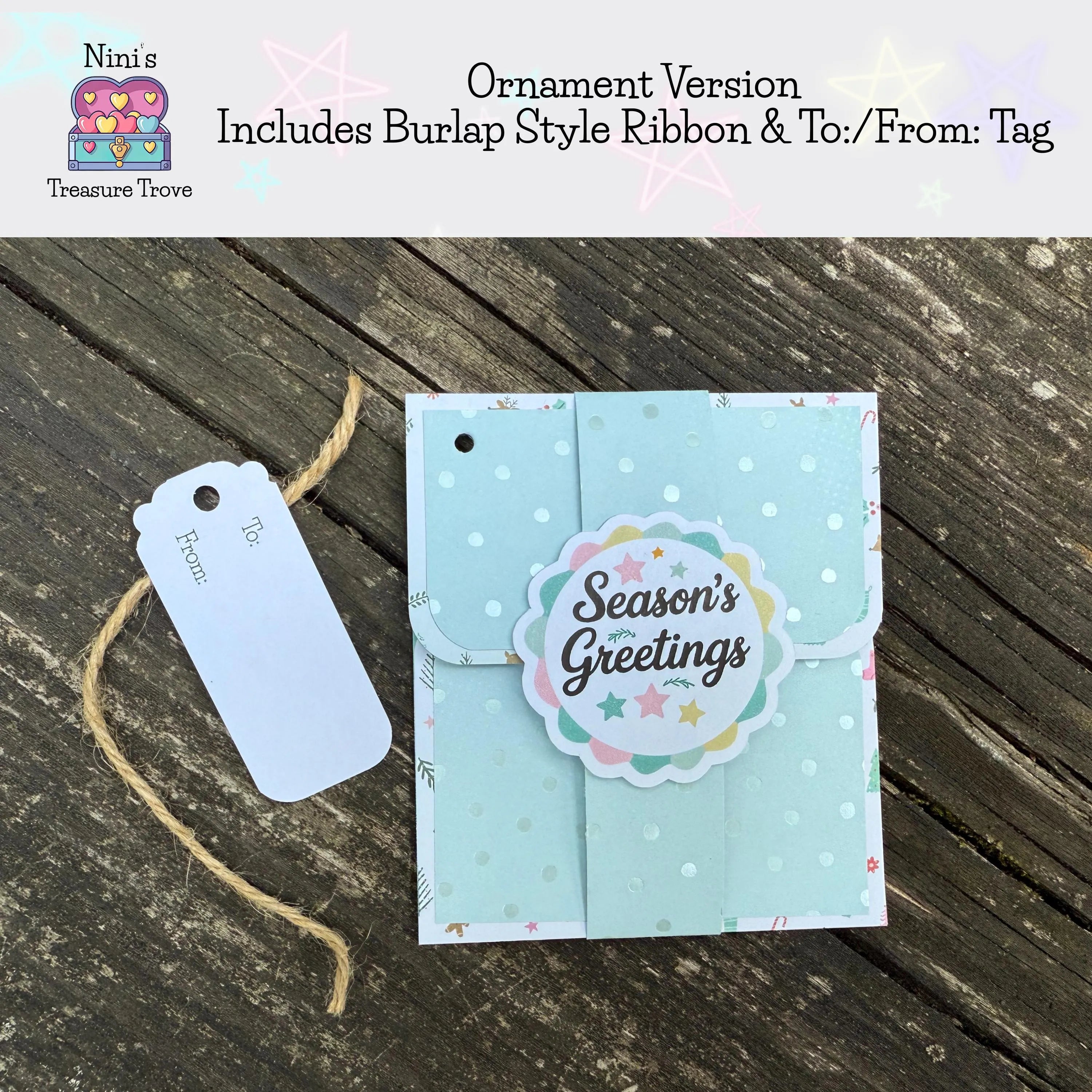 Christmas Gift Card Holder: Season's Greetings (with Ornament Option)
