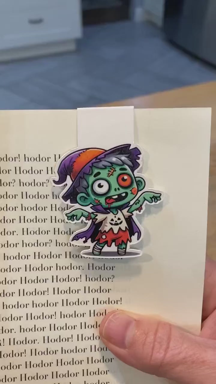 Handmade zombie magnetic bookmark video