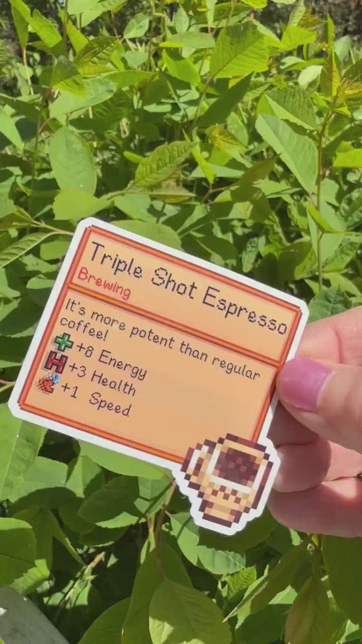 Stardew Valley Triple Shot Espresso die-cut sticker demo video