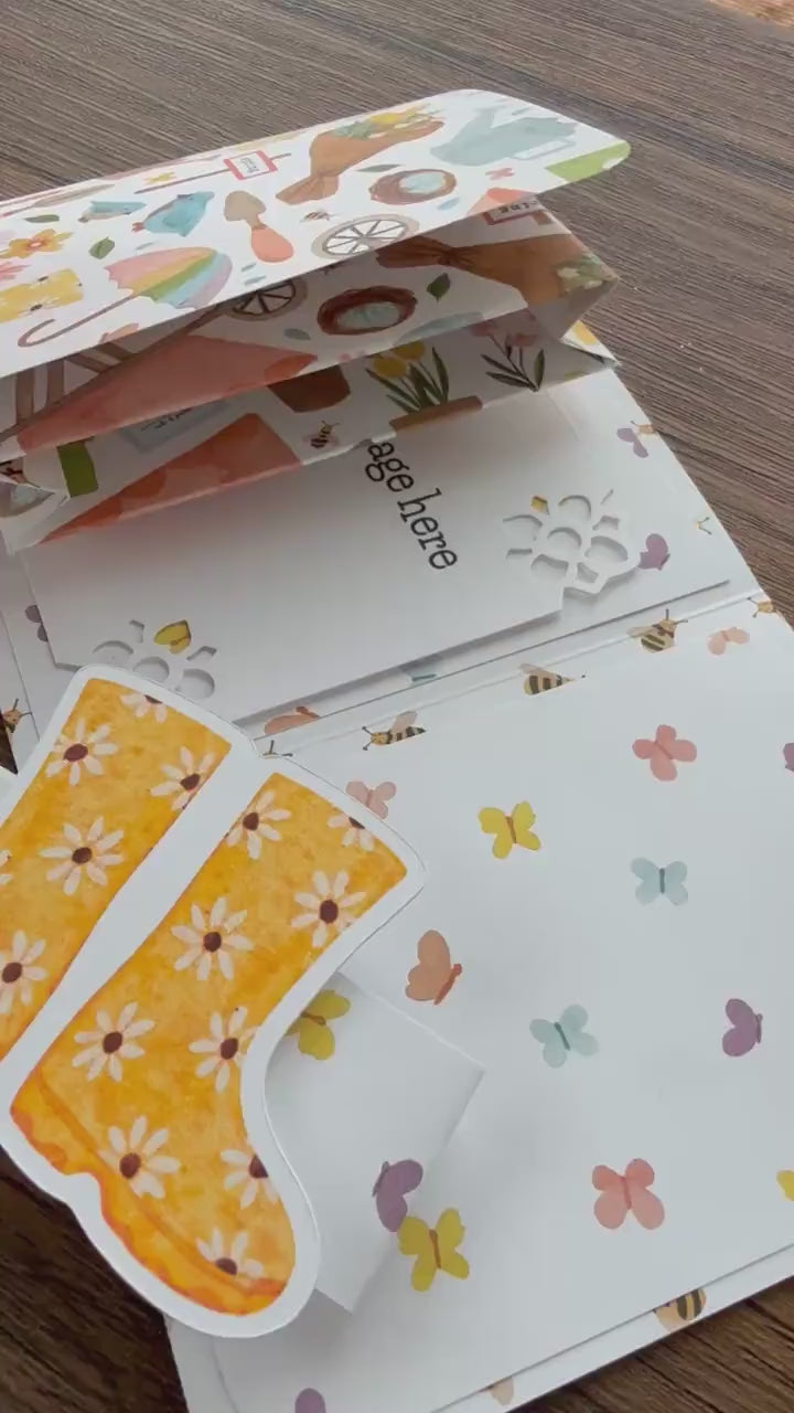 Spring Garden Greeting Card with Pop-Up Gift Card Holder