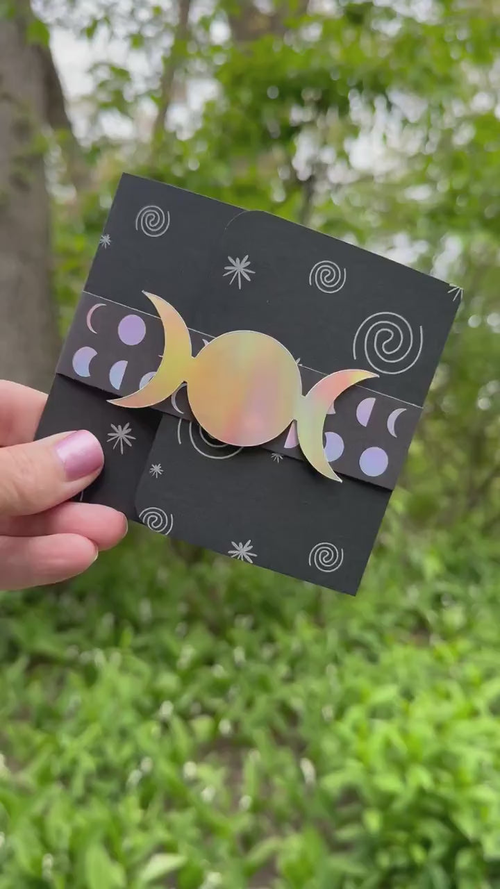Triple Moon Phase Gift Card Holder with Pop-Up Gift Bag