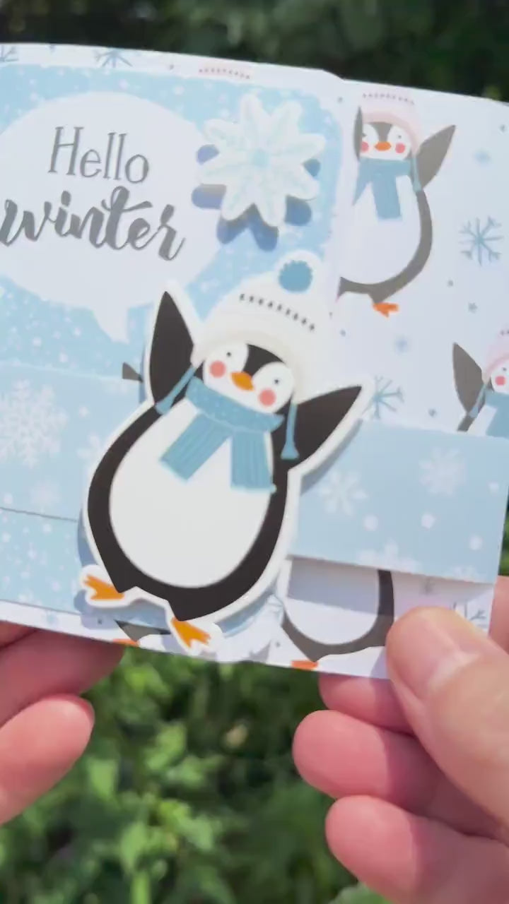 Penguin "Hello Winter" Pop-Up Gift Card Holder
